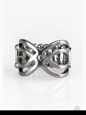 Infinite Fashion Black Ring Unique Paparazzi Bow Cutout With Stretch Band